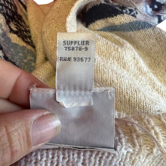 Womens Sweater Size XL Cream Blue Western Boho Cowgirl Fringe Work Sweater - Picture 8 of 8